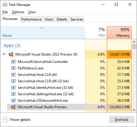 How Visual Studio 2022 ate up 100 GB of memory and what XML bombs had to do  with it