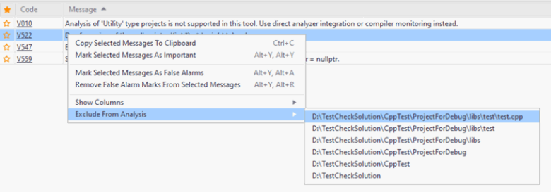 Excluding files and directories from analysis